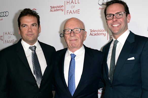 Lachlan, Rupert and James Murdoch in happier times. 