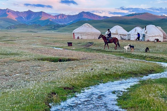 Grazing grounds around Song-Kol Lake, Kyrgyzstan.