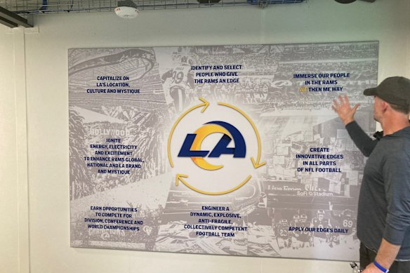 Les Snead shows the Rams’ eight commandments.