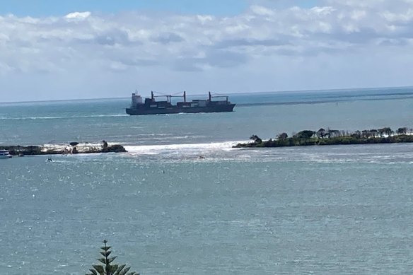 The Bribie Island breakthrough has widened since the start of the month to 300 metres. 