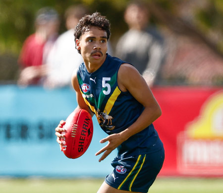 Malakai Champion playing for the AFL Academy team in 2024