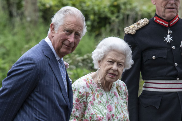 Queen Elizabeth and Prince Charles last year in Cornwall during the G7 reception. 