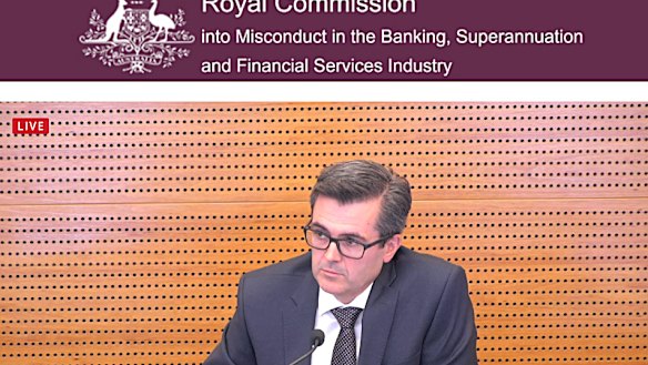 Anthony Waldron from NAB at the banking royal commission hearing on Tuesday.