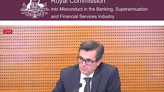 Anthony Waldron from NAB at the banking royal commission hearing on Tuesday.