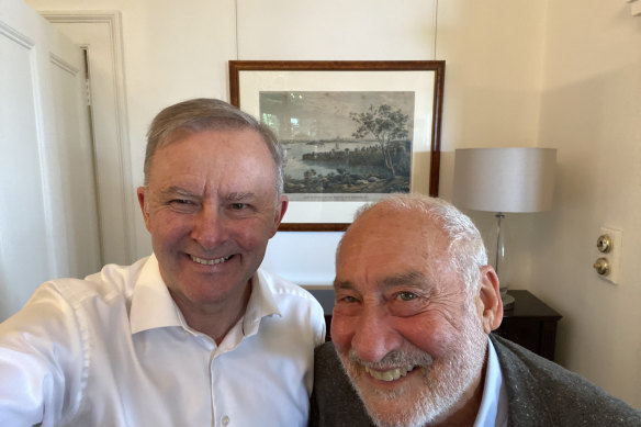 Prime Minister Anthony Albanese with Nobel laureate Joseph Stiglitz in July 2022.
