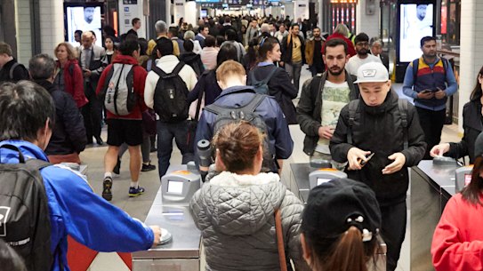 Station such as Town Hall in Sydney's CBD is under pressure from a surge in rail passengers.
