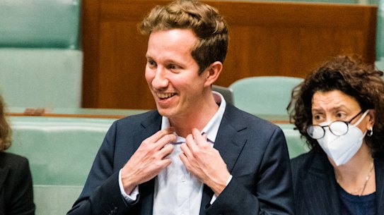 Greens member for Griffith Max Chandler-Mather was criticised for not wearing a tie in question time.