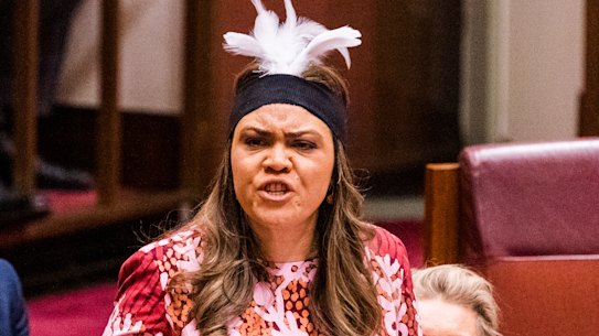 Liberal Senator Jacinta Price delivering her first speech in the Senate.