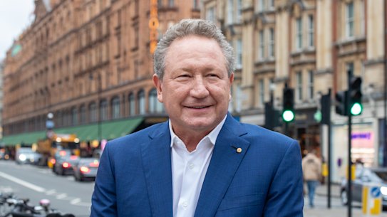 Fortescue Metals Group chairman Andrew Forrest in London.
