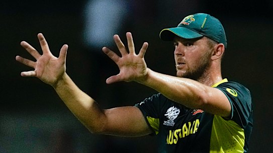Josh Hazlewood during the match against Namibia.