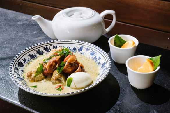 Central Javanese duck white curry with egg, jackfruit and lemongrass.