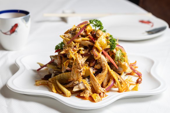 Spiced shredded chicken.