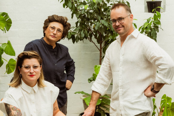 Taverna’s venue manager Chrysa Kogkou, co-owner Angie Giannakodakis and co-owner Guy Holder.