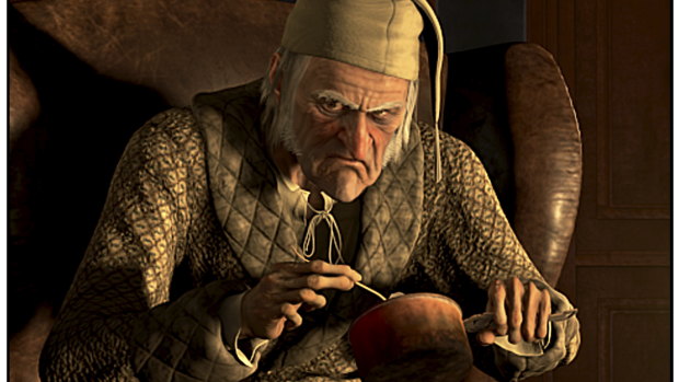 Jim Carrey as Ebenezer Scrooge in the 2009 film, A Christmas Carol.