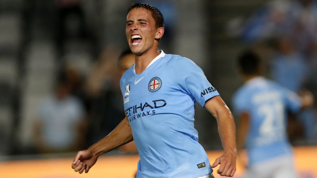Melbourne City's Lachlan Wales scored against the Mariners.