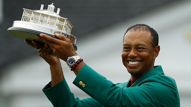 It's the first time Woods has donned the green jacket as the Masters winner in 14 years.