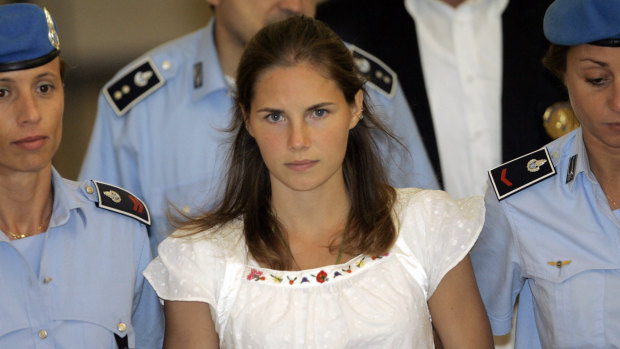 Amanda Knox, pictured on September 16, 2008, after she was charged with the murder of her British roommate.