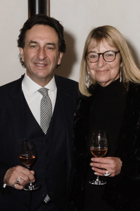 Stan Sarris and wife Judy at a social event in 2019.