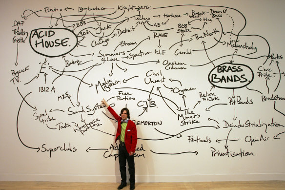 Jeremy Deller with his work <i>The History of the World</i>.