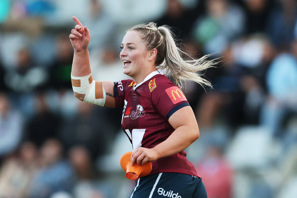 Carys Dallinger will be one of six Wallaroos in the Queensland backline.
