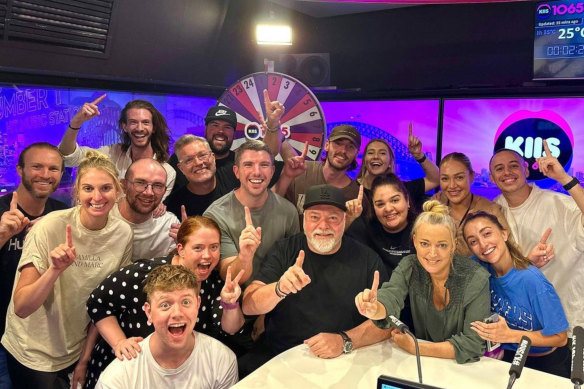 Kyle Sandilands and Jackie “O” Henderson with their KIIS FM team.