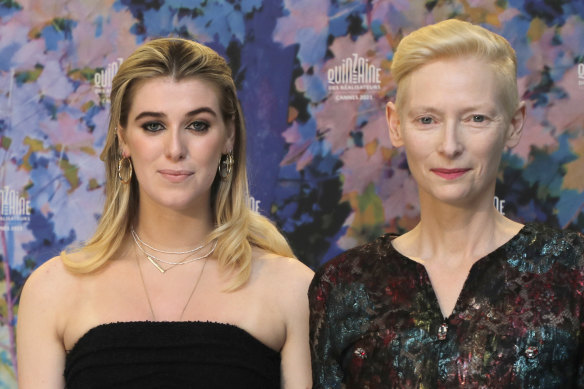 Honor Swinton Byrne, left, and Tilda Swinton at the Cannes Film Festival this month.