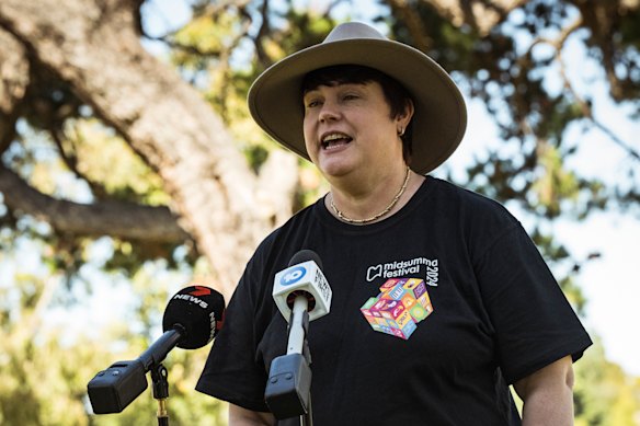 Midsumma Festival chief executive Karen Bryant at the 2024 Midsumma Pride March in St Kilda. 