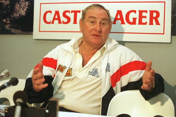 Ray Illingworth as England manager at the third Test in South Africa, 1995.