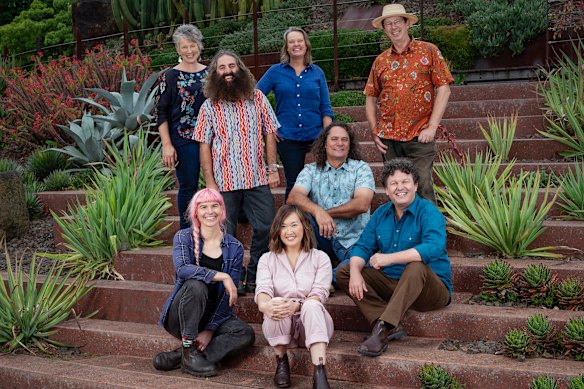 Costa Georgiadis (second from left) hosts Gardening Australia with a team of gardening experts.