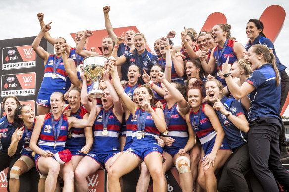 Western Bulldogs, AFLW premiers for 2018. This year’s grand final will not clash with a men’s AFL game.