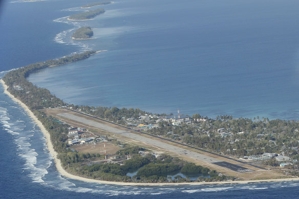Funafuti, the main island of the nation state of Tuvalu.