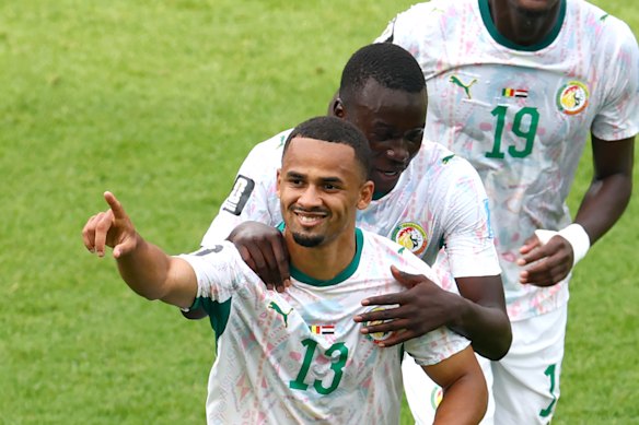 Iliman Ndiaye after scoring against Iraq.