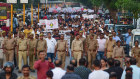 Doctors in Allahabad take part in a nationwide strike against violence against women.