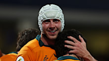 Josh Canham celebrates the win with Ben Donaldson.