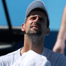 Novak returns to centre court showing no signs of wrist problem