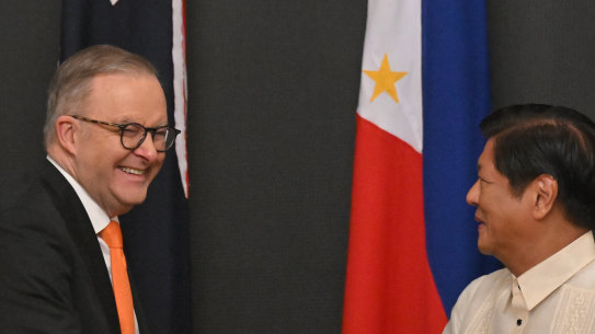 Prime Minister Anthony Albanese meets with Philippines President Ferdinand R Marcos jnr at the presidential palace in Manila.