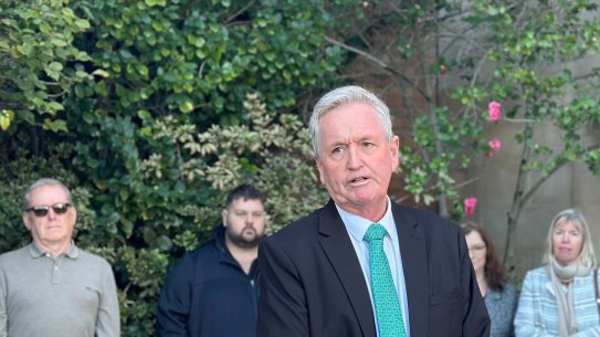 WA Opposition Leader Shane Love speaks outside parliament.