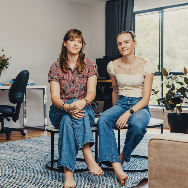 Sisters  Amy and Jordan Whalland, who are priced out of the rental market and live at home with their parents.