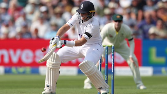Joe Root reverse scoops for six.