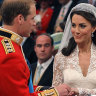 William places a wedding ring on Kate in 2011. The prince prefers not to wear his wedding band. 