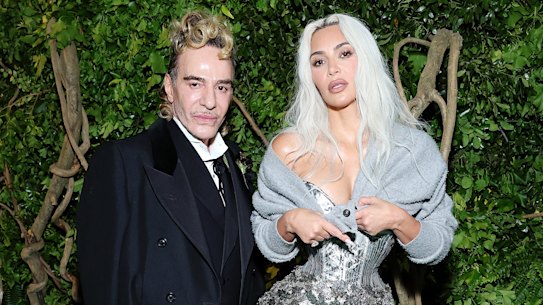 John Galliano and Kim Kardashian at the 2024 Met Gala.