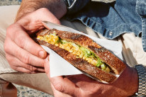 The filling for Neil Perry’s curried egg sandwich is also delicious in a baguette.