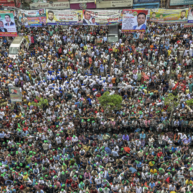 One of the rare BNP opposition political party rallies allowed by the government, in Dhaka, Bangladesh on July 12, 2023.