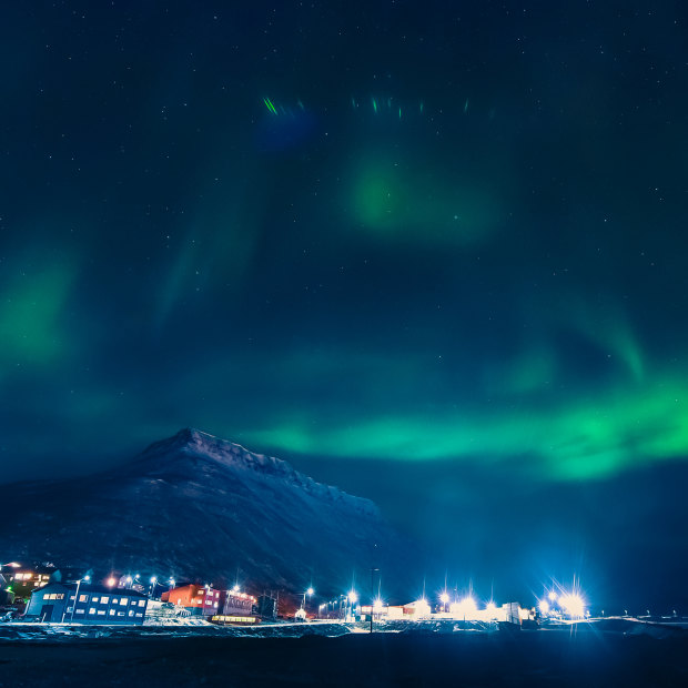 The Northern lights over Longyearbyen.