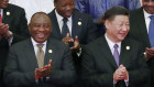 Chinese President Xi Jinping and South African President Cyril Ramaphosa at a forum in 2018.