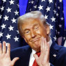 President-elect Donald Trump celebrates at the Palm Beach Convention Centre in Florida.