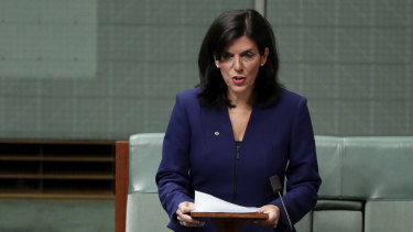 Julia Banks announcing her decision to quit the Liberal party and join the crossbench on Tuesday.