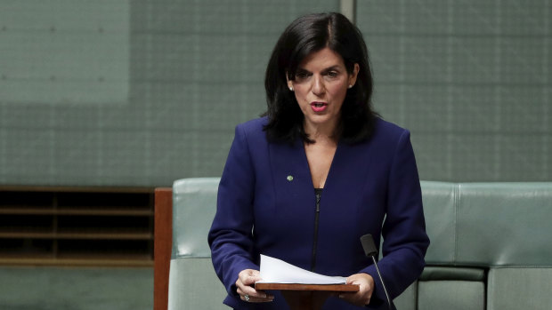 Julia Banks announcing her decision to quit the Liberal party and join the crossbench on Tuesday.