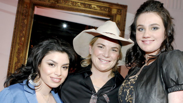 Kate Cook, middle, with Sabrina Batshon and Ashleigh Toole at the Australian Idol final 12 party in 2009. 