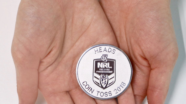 Special standard: The NRL grand final coin.
